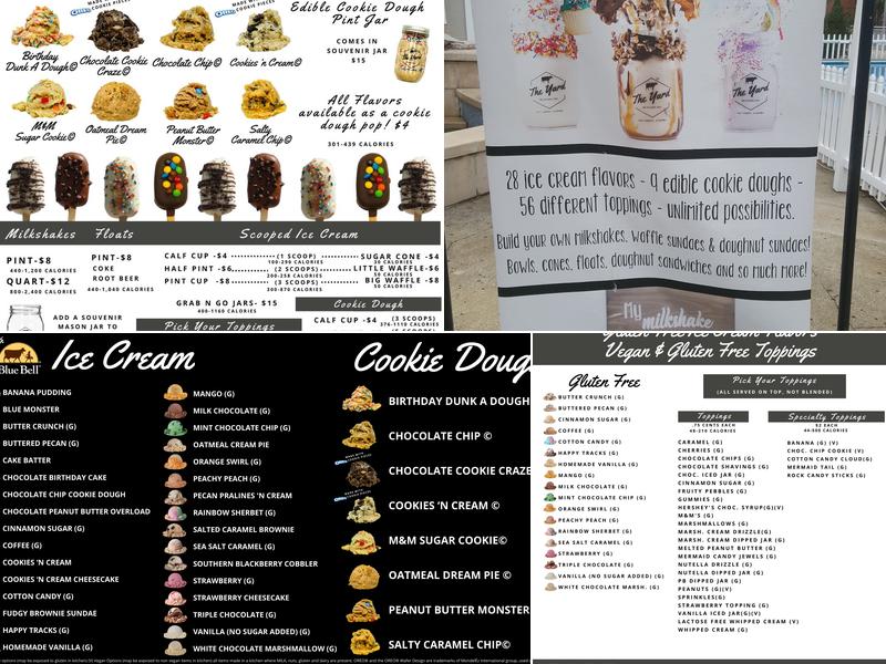 the yard milkshake bar Menu