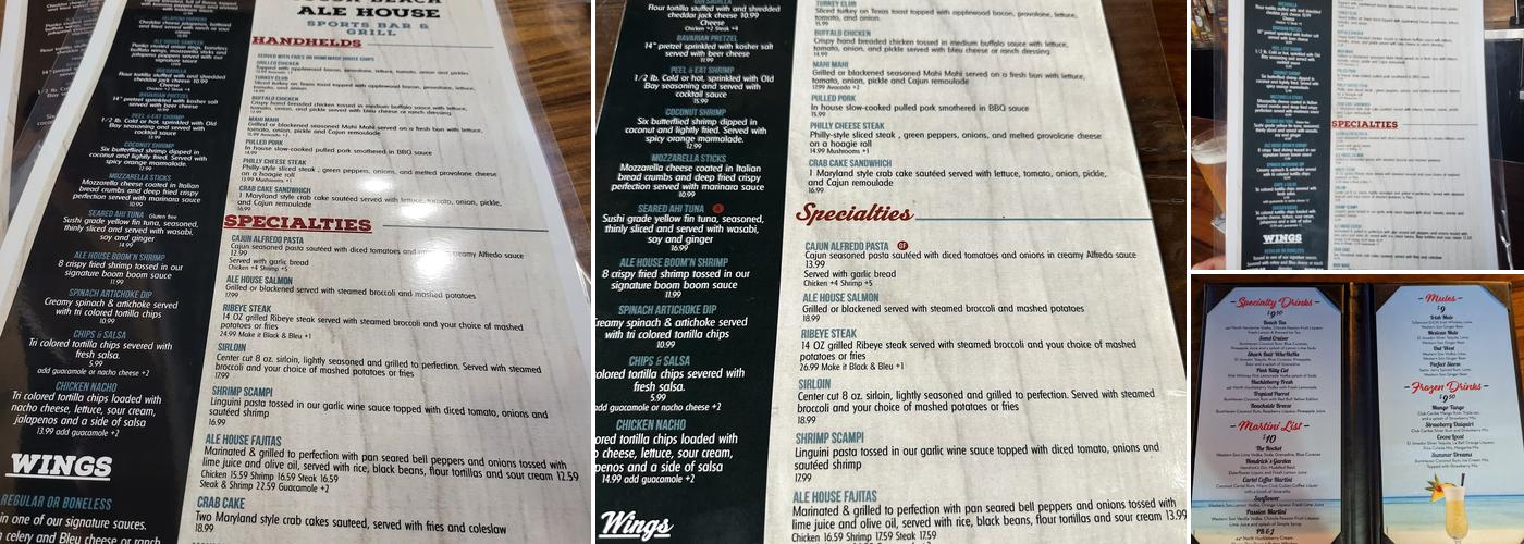 Cocoa Beach Ale House Menu