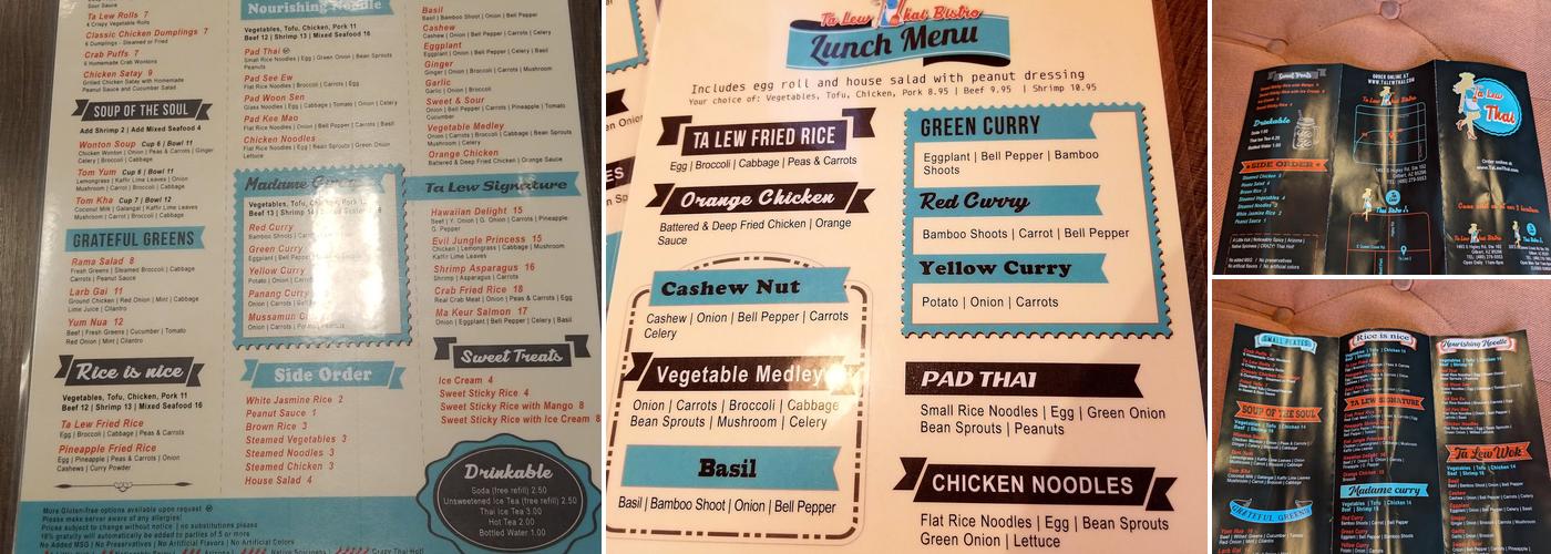 Talew Thai Bistro Menu