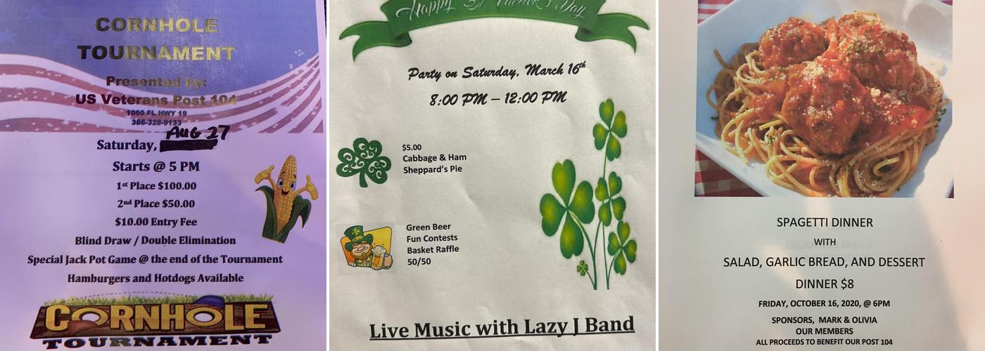 US Veterans Post 104 Menu