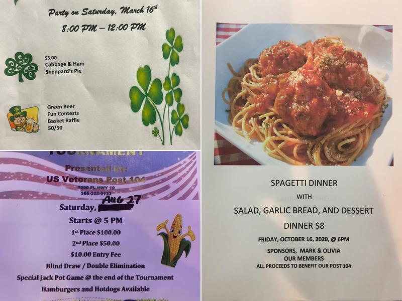 US Veterans Post 104 Menu