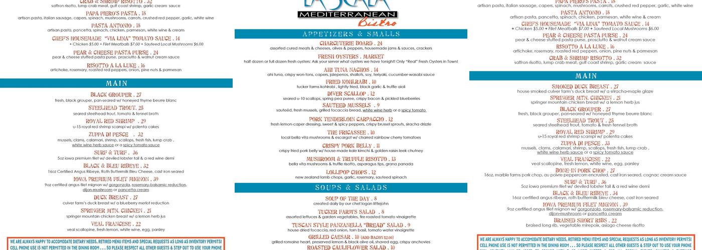 400 Block Bar Menu