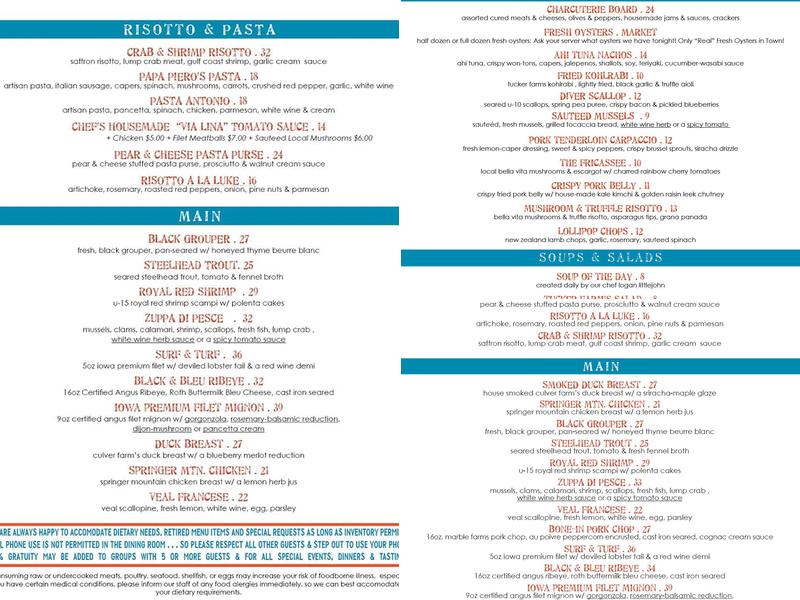 400 Block Bar Menu