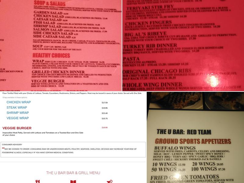The U Bar Menu