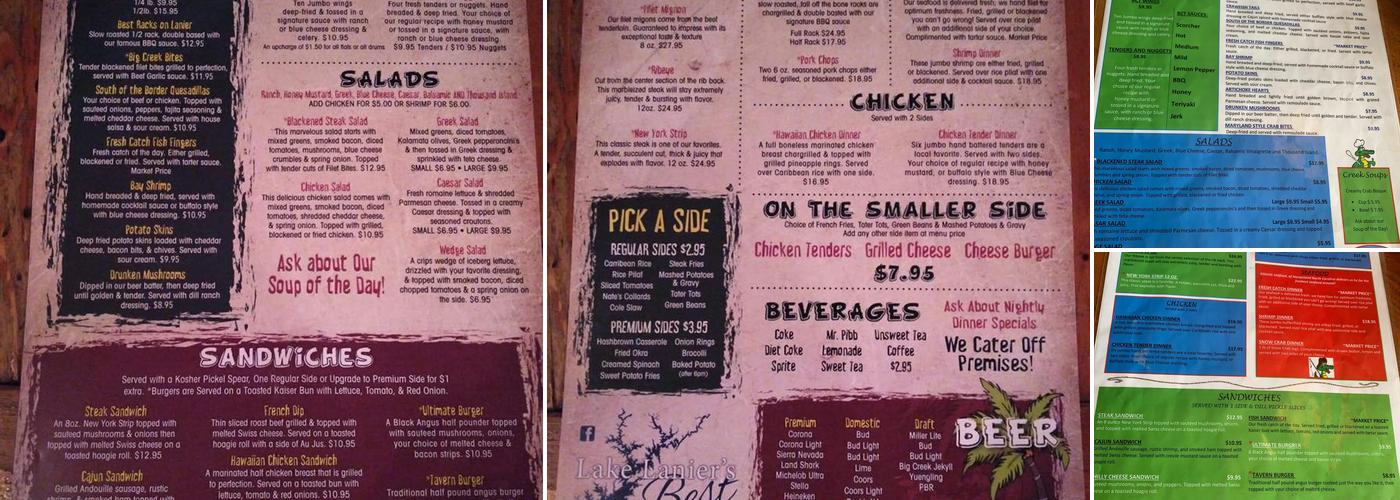 Big Creek Park Menu