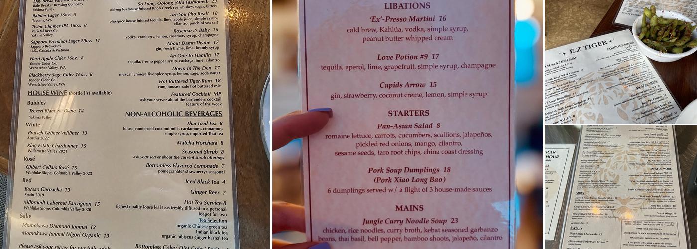 E.Z Tiger Menu