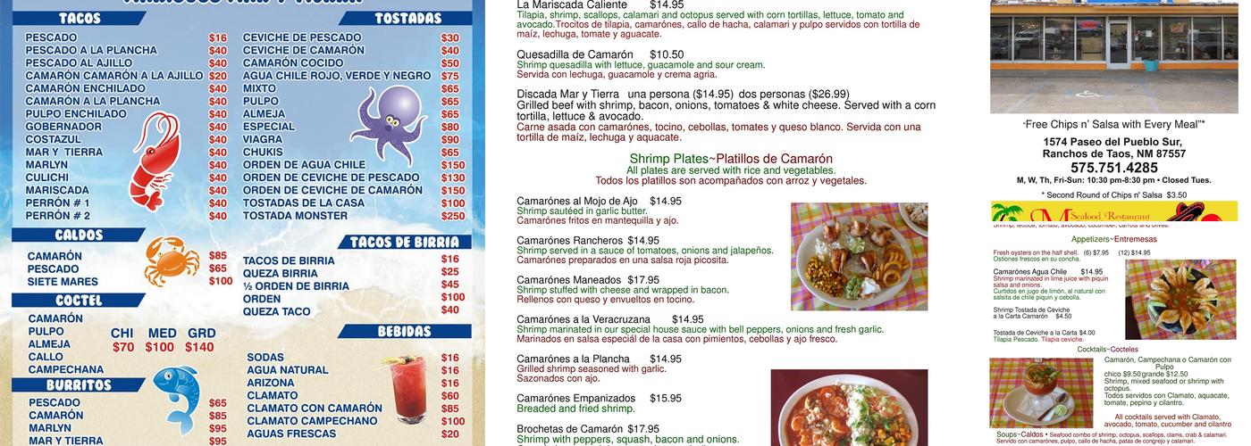 Loncheras Mar Y Tierra Menu