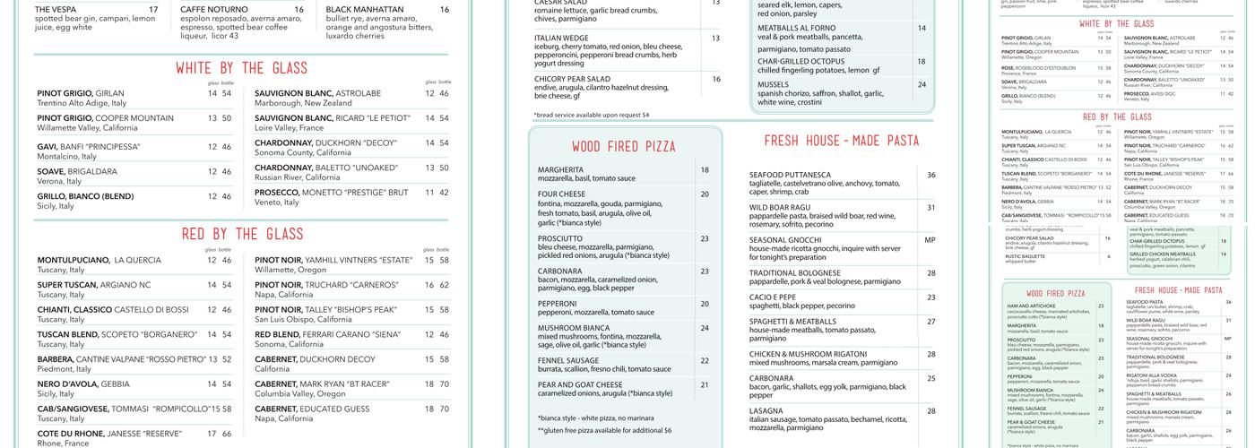 Abruzzo Italian Kitchen Menu