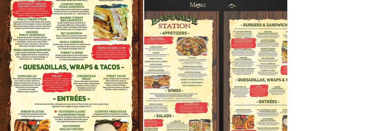 Eastside Station Menu
