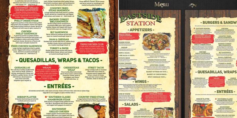 Eastside Station Menu