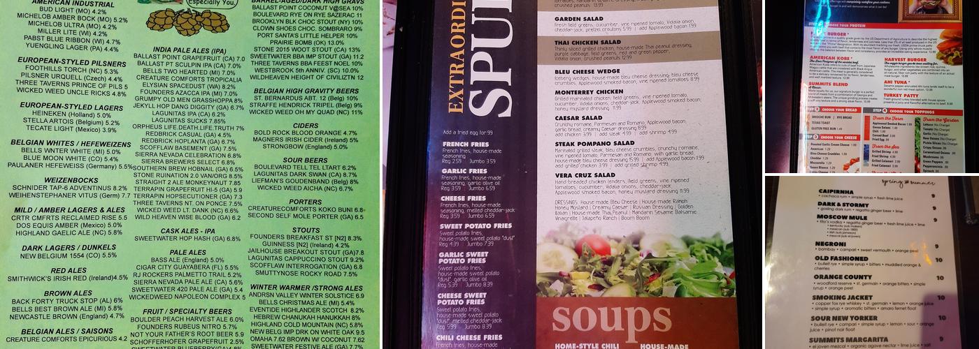 Summits Wayside Tavern Menu