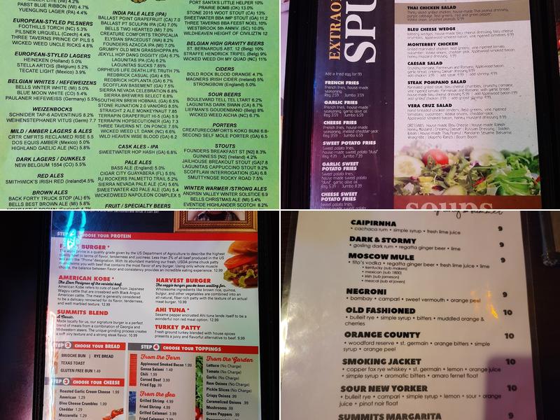 Summits Wayside Tavern Menu