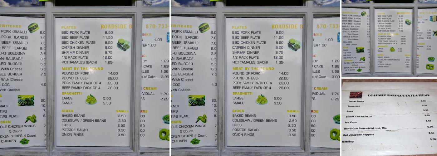 Road Side Bar-B-Que Menu