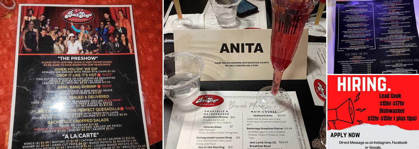 Backstage Atlanta Menu