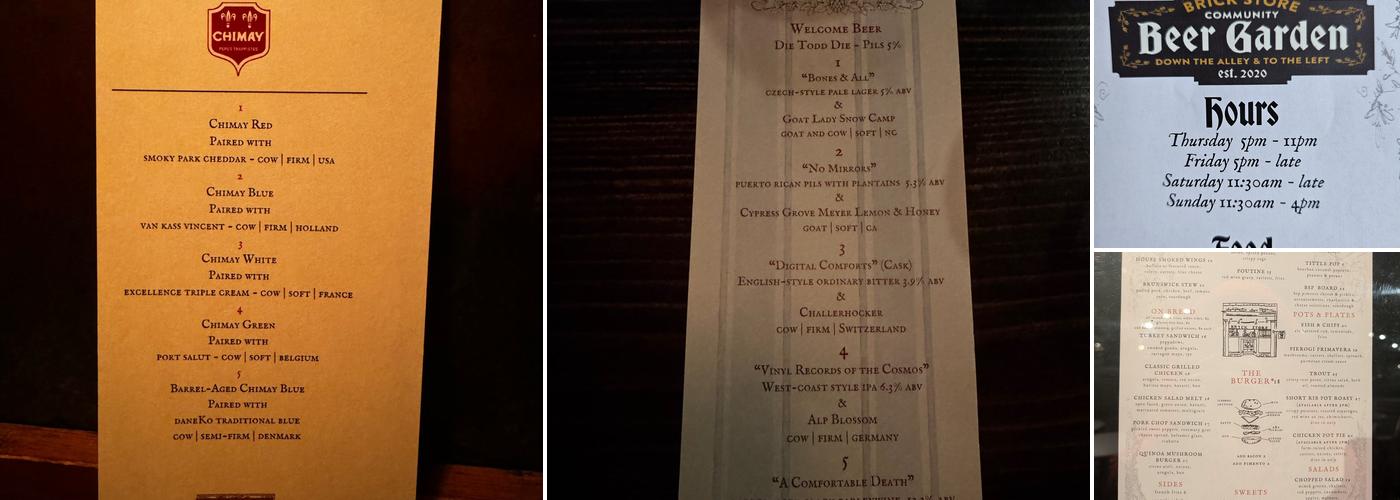 Brick Store Pub Menu