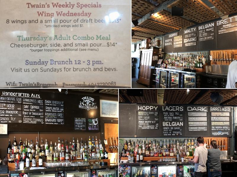 Twain's Brewpub & Billiards Menu