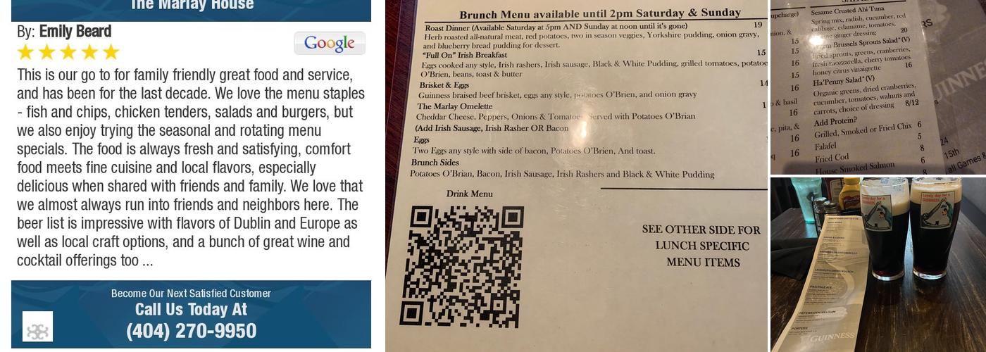 Marlay House Irish Pub Menu