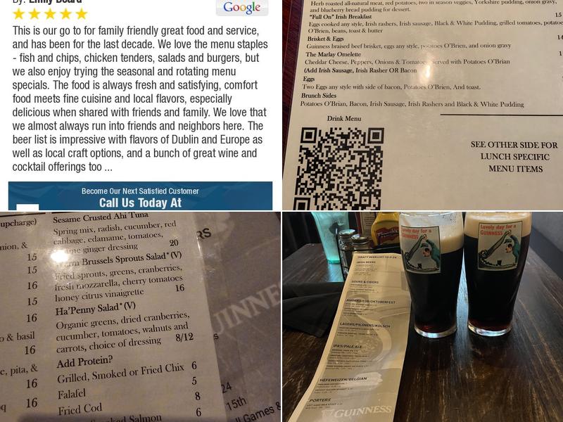 Marlay House Irish Pub Menu