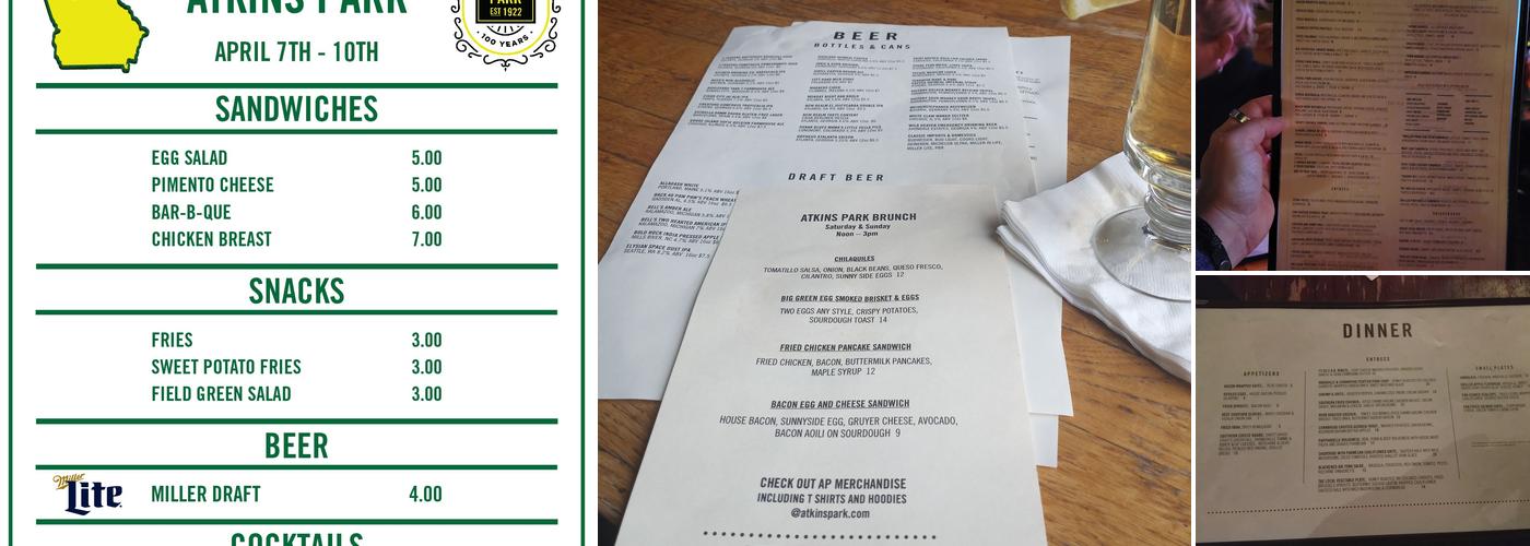 Atkins Park Restaurant & Bar - Virginia Highland Menu