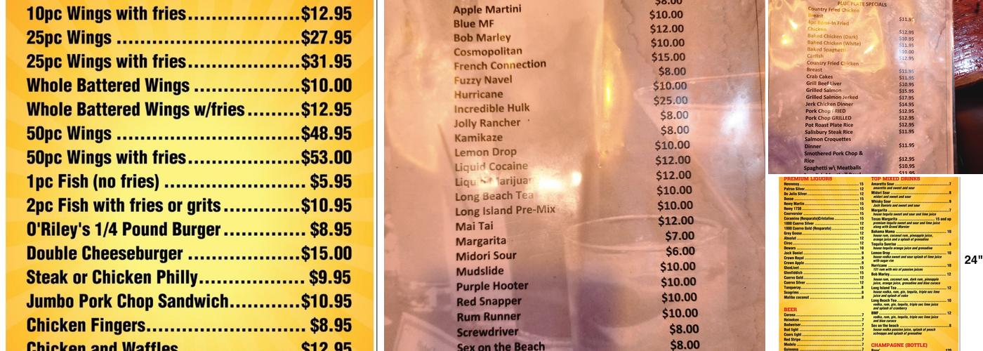 O'Rileys Menu