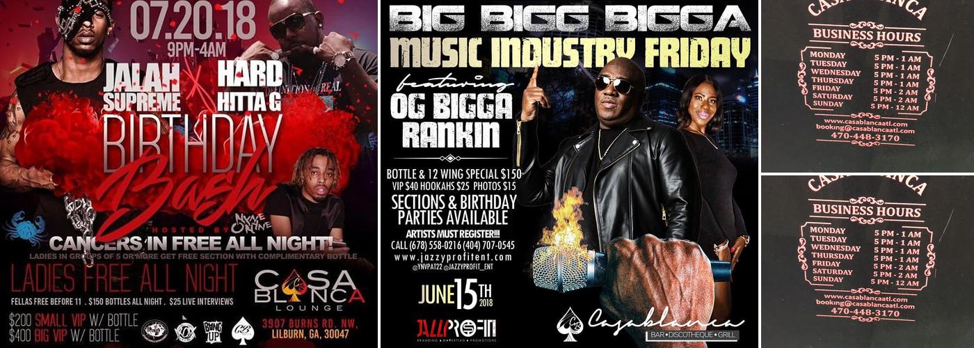 Casablanca - Bar Discotheque Grill Menu