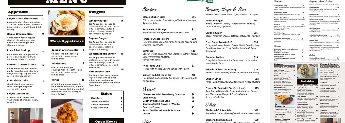Floyd's Pub Menu