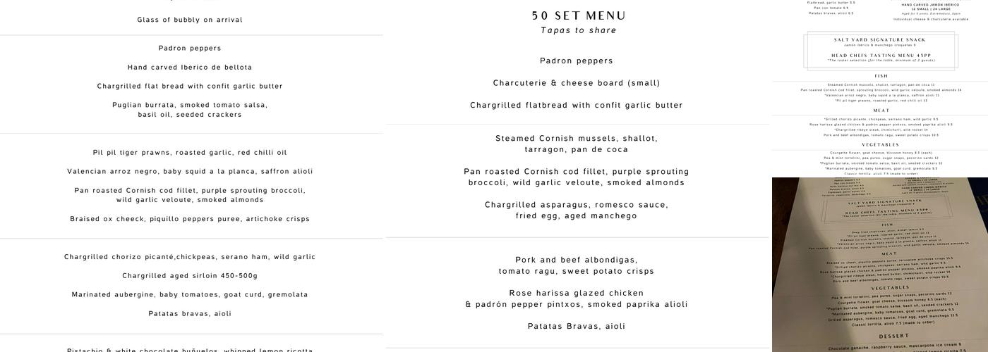 Dehesa Menu