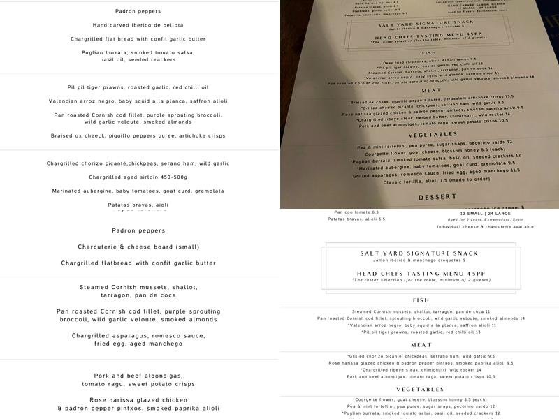 Dehesa Menu