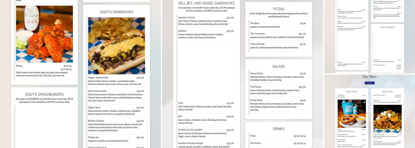 Ziggys Menu
