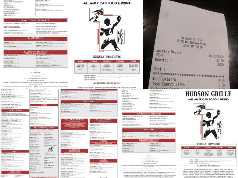 Hudson Grille Tucker Menu