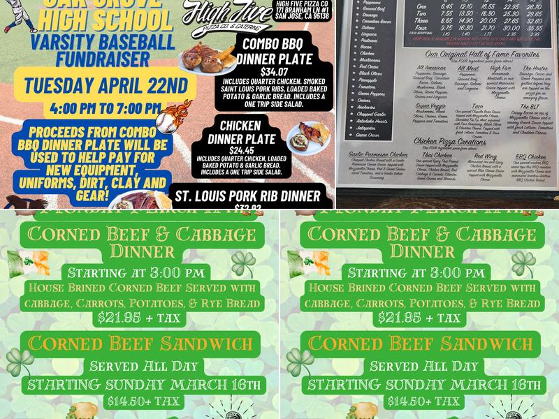 High Five Pizza Menu