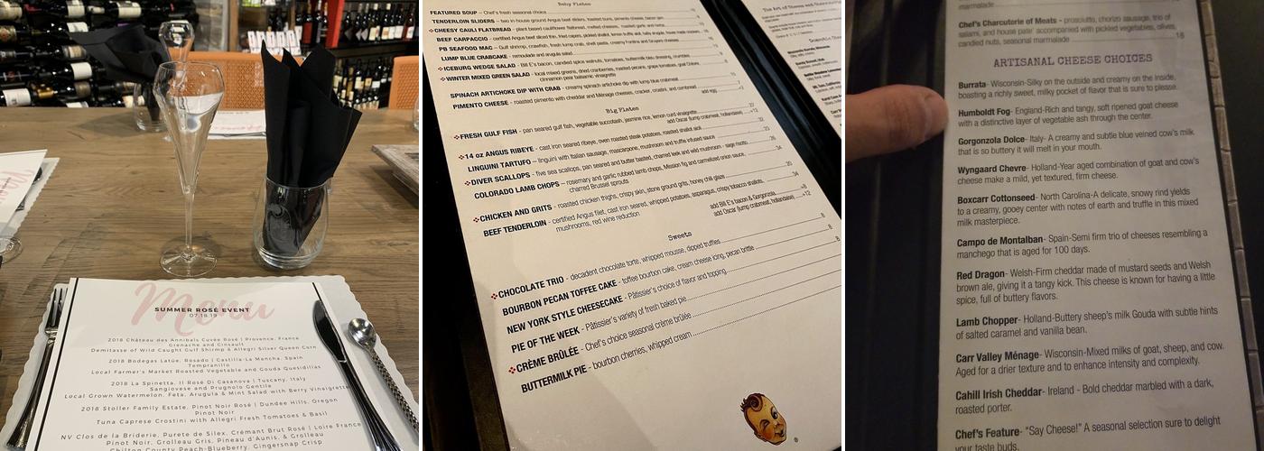 Pour Baby Menu