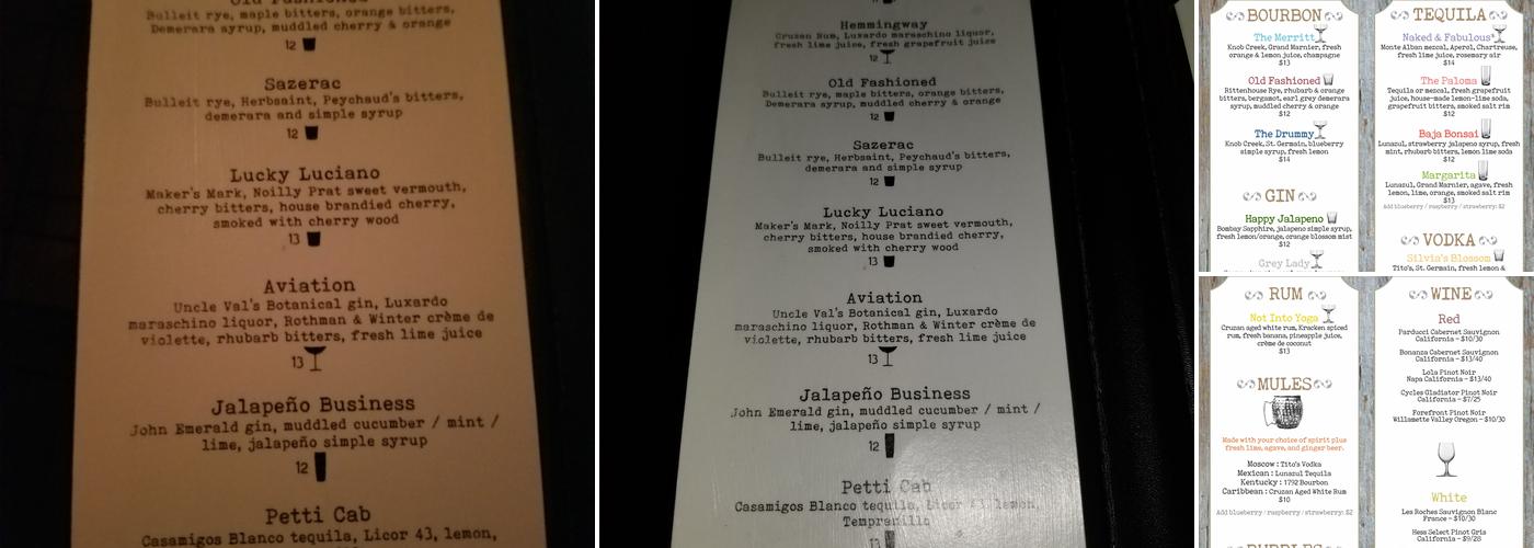 Tongue & Groove Drinkery Menu
