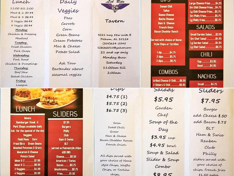 Lil Bits Tavern Menu