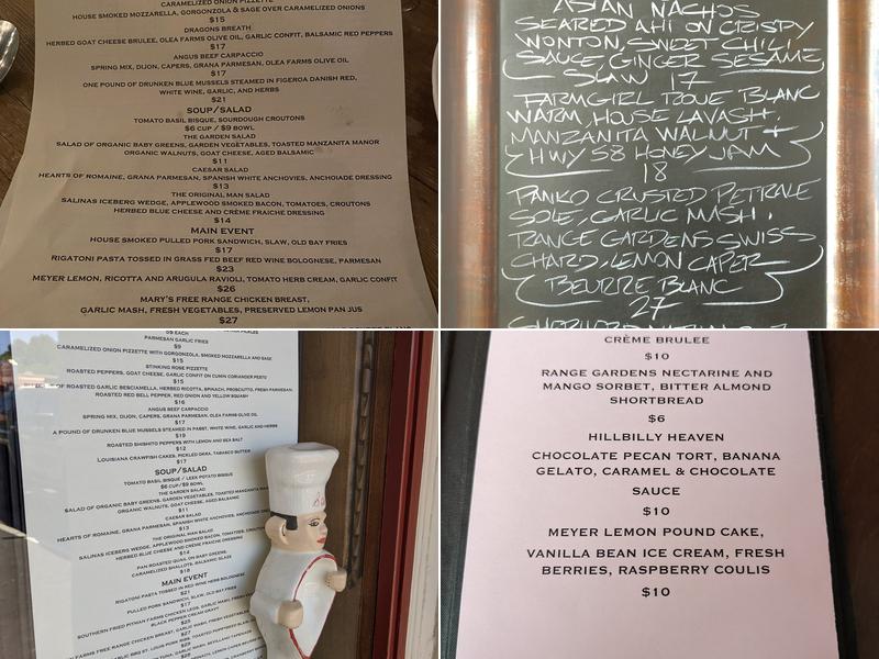 The Range Restaurant Menu