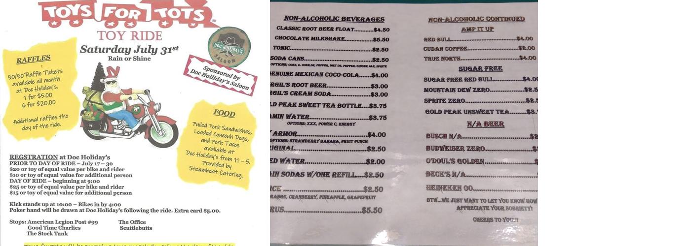 Doc Holliday's Menu
