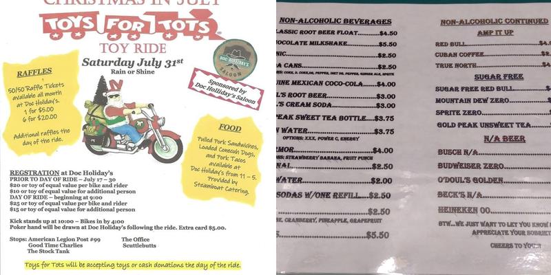 Doc Holliday's Menu