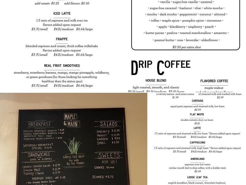 Maple & Main Menu