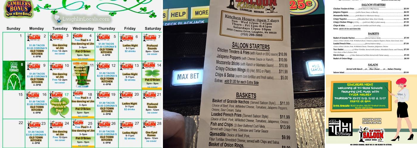 Old Town Saloon Menu