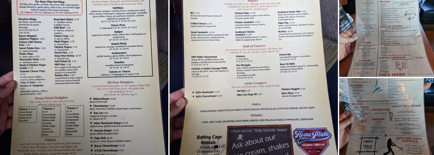 Home Plate Marana Menu