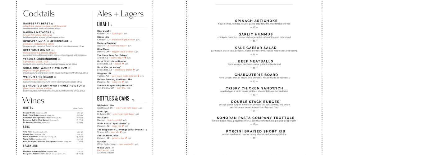 The Plaza Bar Menu