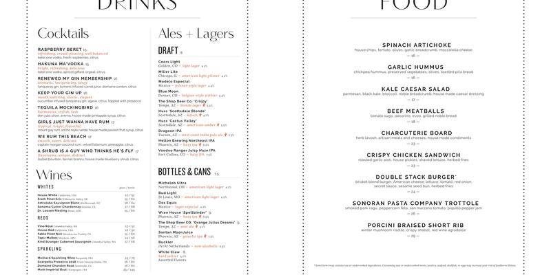 The Plaza Bar Menu
