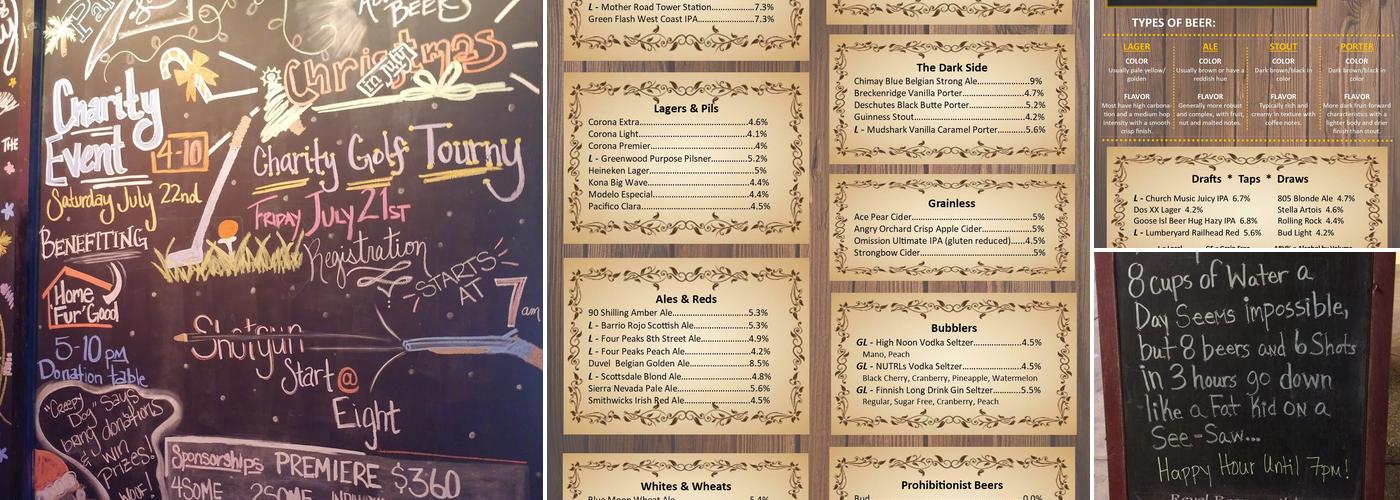 Paradise Lounge Menu