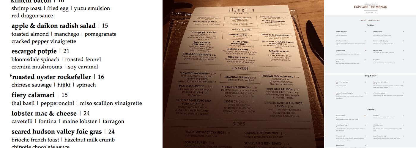 Jade Bar Menu
