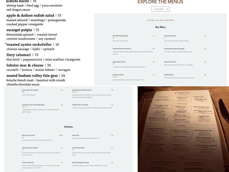 Jade Bar Menu