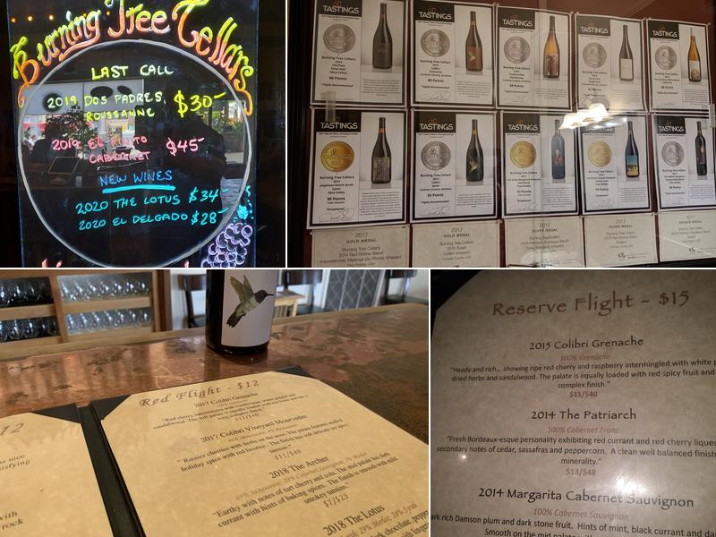 Burning Tree Cellars Menu