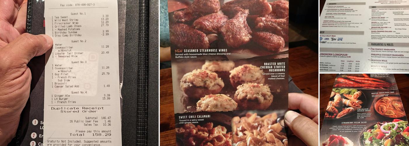 LongHorn Steakhouse Menu