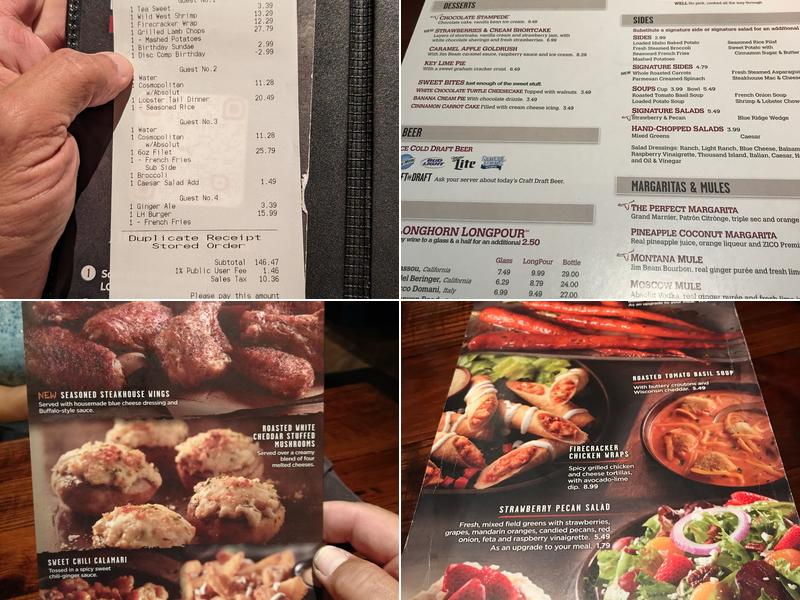 LongHorn Steakhouse Menu