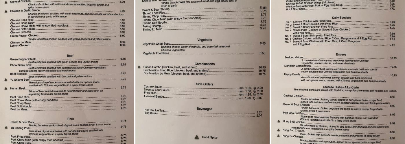 Fine China Menu
