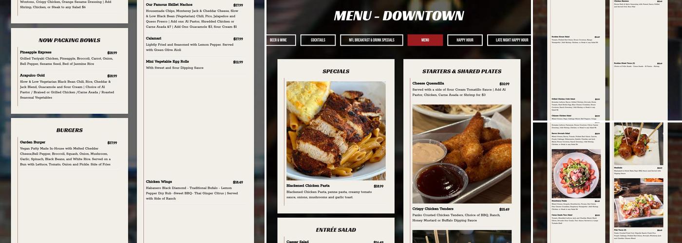 Rookies Sports Lodge Willow Glen Menu